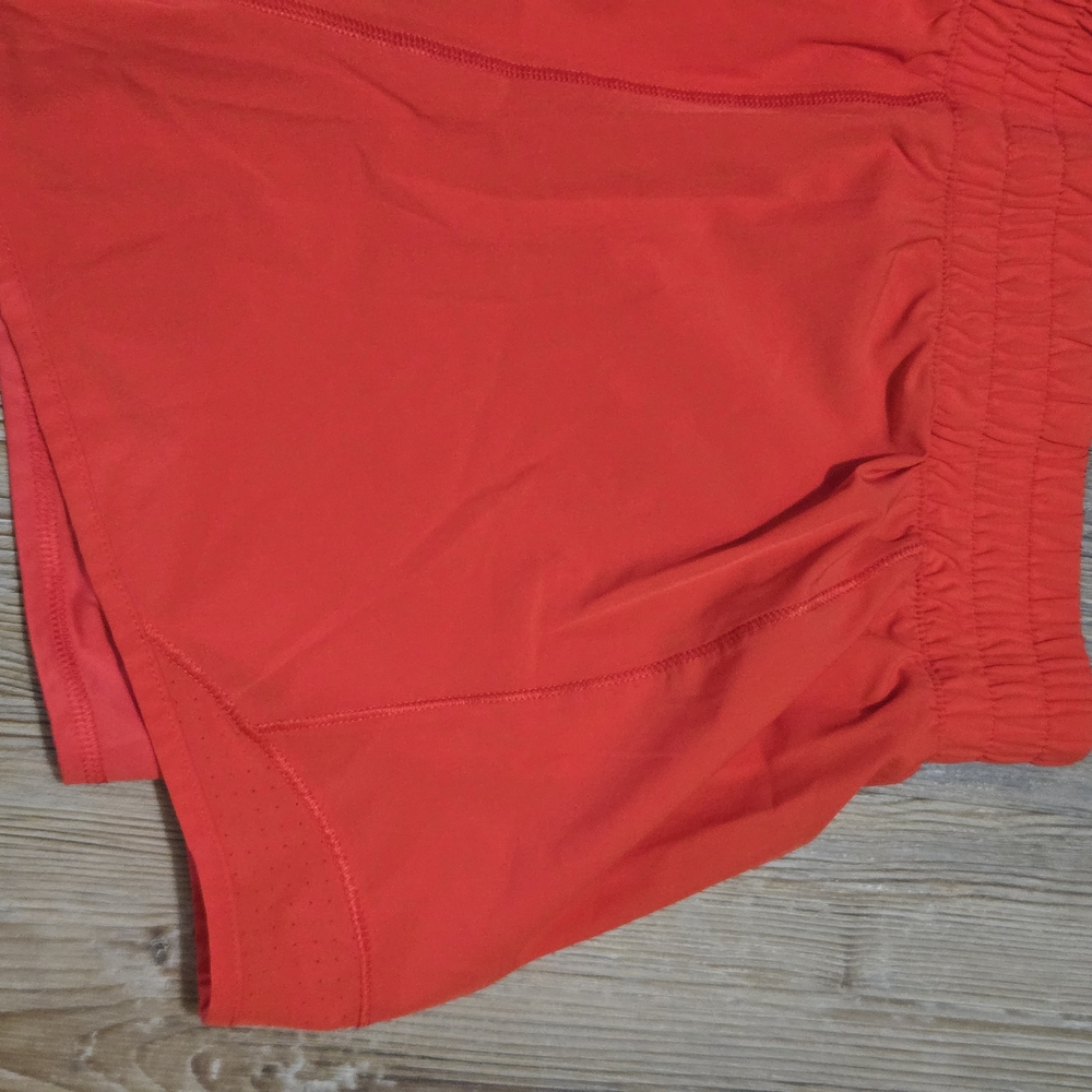 Red Athletic Shorts with Compression Layer and Elastic Waistband - Picture 11 of 14